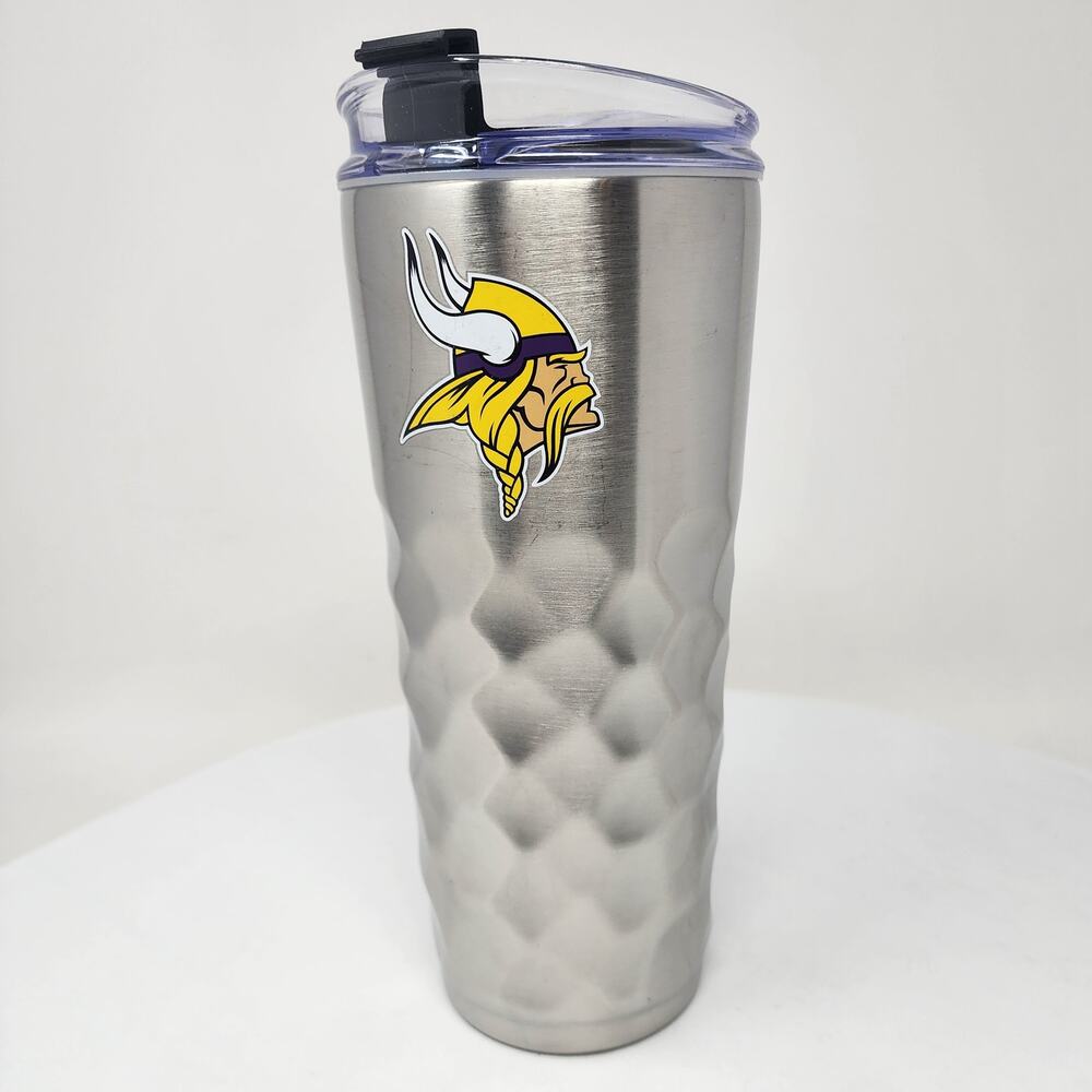 NFL Minnesota Vikings Diamond Stainless Steel Tumbler Hinged Lid Silver 32 oz.